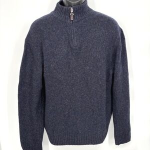 Daniele Blasi Pullover 1/4 Zip High Neck Wool Blend Blue Heather Mens Sz L